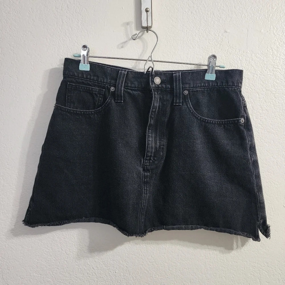 MADEWELL Washed Black McCarren Raw-Hem Jean Skirt Size 29 - Picture 2 of 7